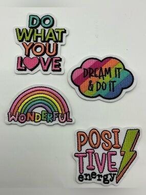 LOT OF 4 RAINBOW POSITIVE ENERGY IRON OR SEW ON PATCHES